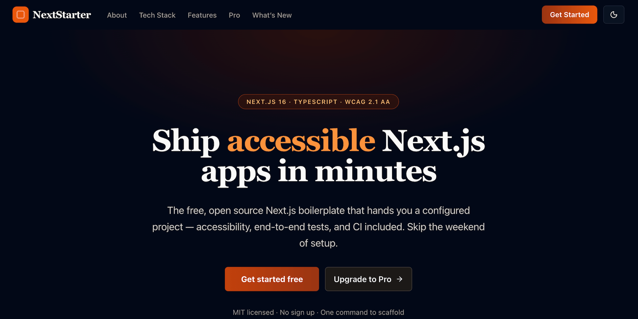 The NextStarter home page